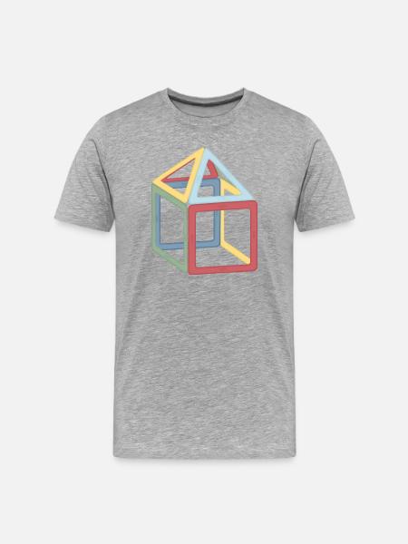 Bunte Kubus-Block Komposition - Männer Premium Bio T-Shirt - Grau meliert
