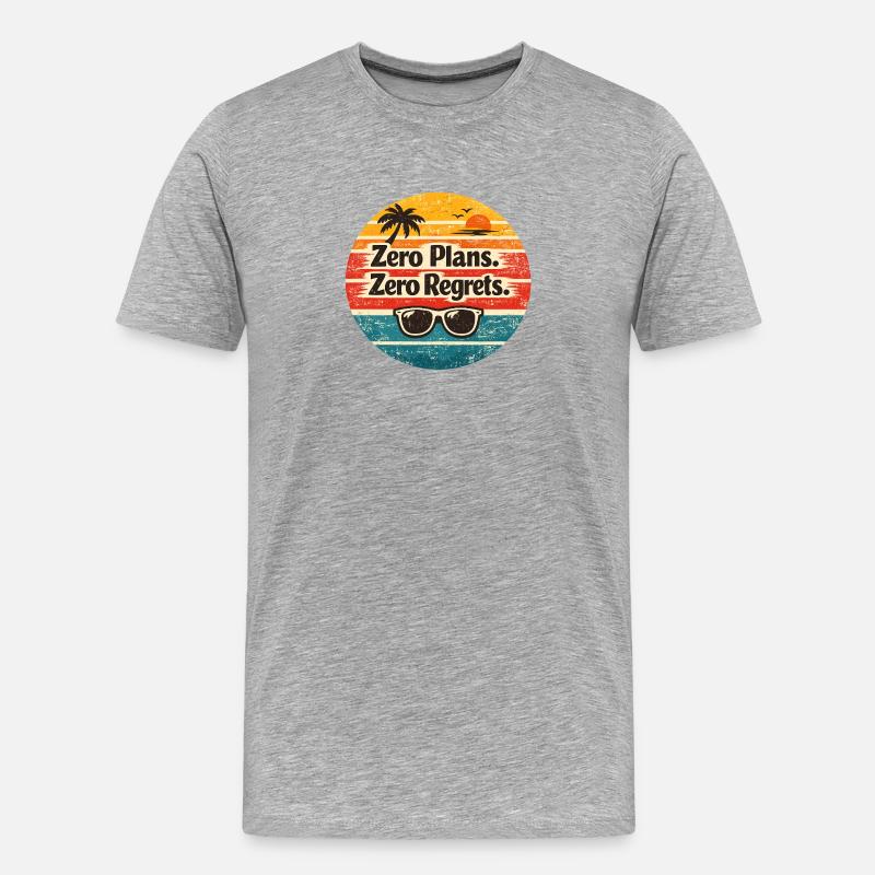 Strandvibes – Zero Plans Zero Regrets - Männer Premium Bio T-Shirt - Grau meliert
