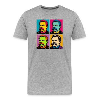Friedrich Nietzsche Pop-Porträts - Männer Premium Bio T-Shirt - Grau meliert - Vorne - Damien (186cm)