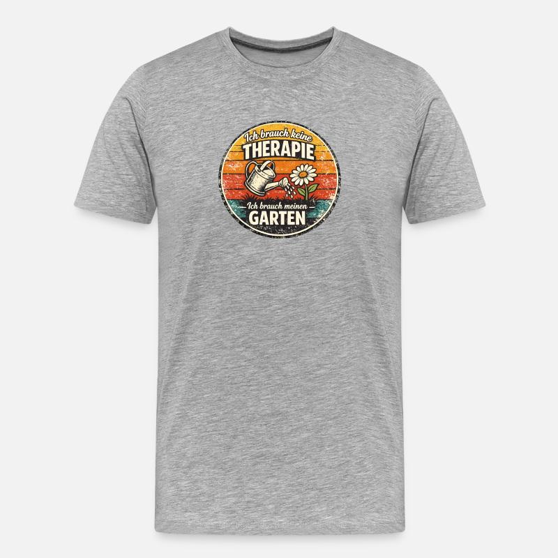 Gartenliebe statt Therapie - Männer Premium Bio T-Shirt - Grau meliert