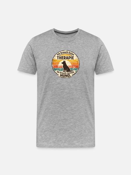 Dog Instead of Therapy Retro Print - Men's Premium Organic T-Shirt - heather grey