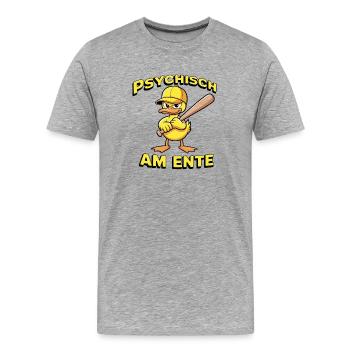 Voyant sur le canard, canard drôle avec - T-shirt bio Premium Homme - gris chiné - Devant - Damien (186cm)