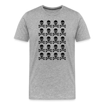 Motif de crânes pixelisés - T-shirt bio Premium Homme - gris chiné - Devant - Damien (186cm)