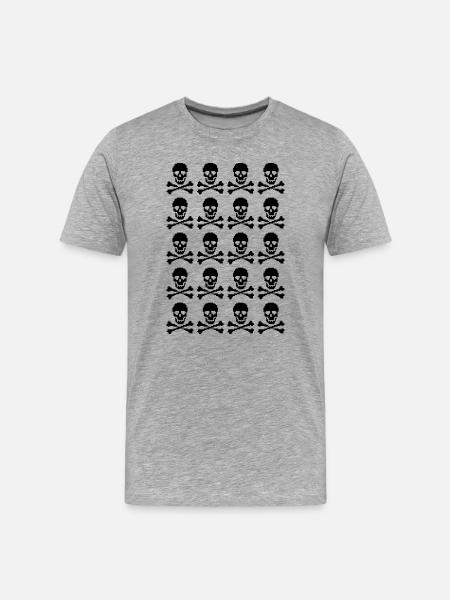pixelated skulls pattern - Men's Premium Organic T-Shirt - heather grey