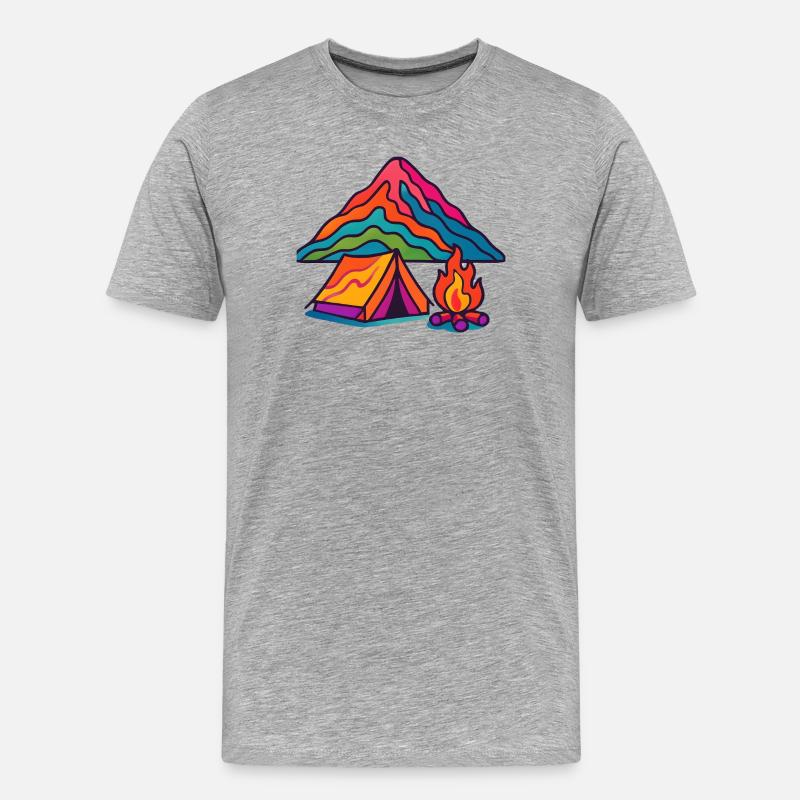 Buntes Bergcamping - Männer Premium Bio T-Shirt - Grau meliert