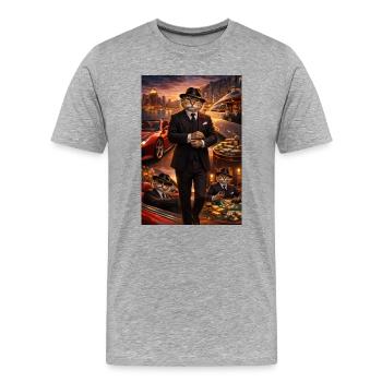 Hangover in the Tuxedo Billionaires Club - Men's Premium Organic T-Shirt - heather grey - Front - Damien (186cm)