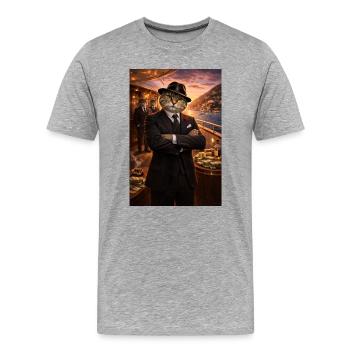 Chat sur le yacht - T-shirt bio Premium Homme - gris chiné - Devant - Damien (186cm)
