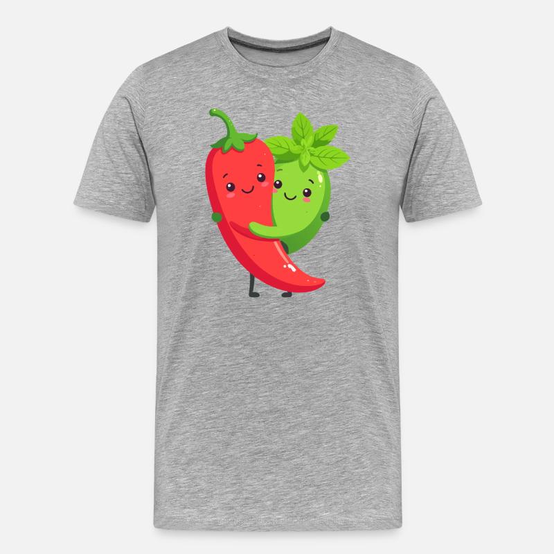 Kuschelige Chilli Minze Freunde - Männer Premium Bio T-Shirt - Grau meliert