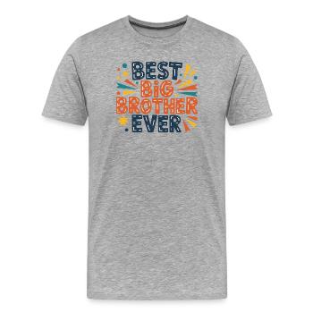 Meilleur Grand Frère de tous les temps - T-shirt bio Premium Homme - gris chiné - Devant - Damien (186cm)