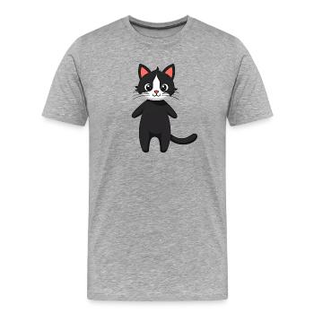 Black cat - Men's Premium Organic T-Shirt - heather grey - Front - Damien (186cm)
