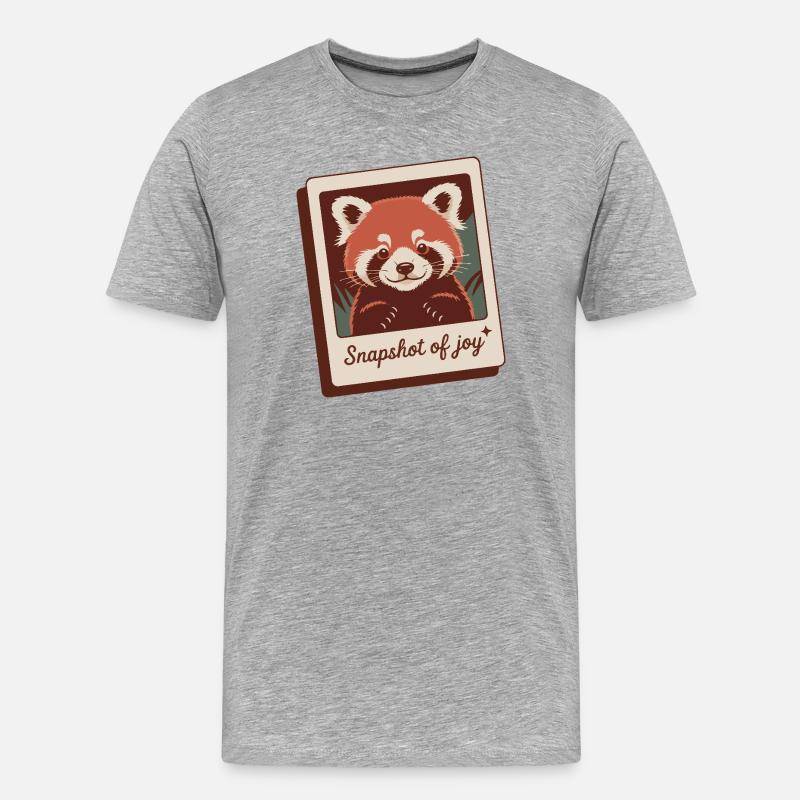Roter Panda Schnappschuss Freude - Männer Premium Bio T-Shirt - Grau meliert