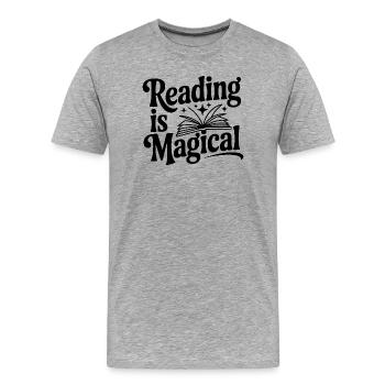 Lesen ist magisch - Männer Premium Bio T-Shirt - Grau meliert - Vorne - Damien (186cm)