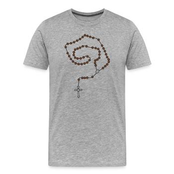 Spiral Rosary Beads on Black - Men's Premium Organic T-Shirt - heather grey - Front - Damien (186cm)