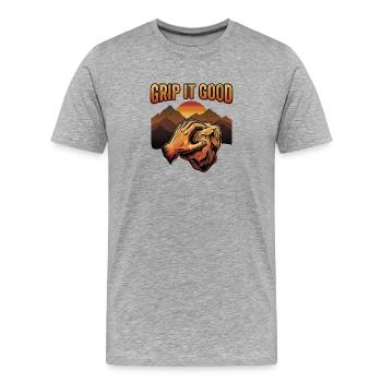 Grip It Good Climbing Bouldering Mountains - Men's Premium Organic T-Shirt - heather grey - Front - Damien (186cm)