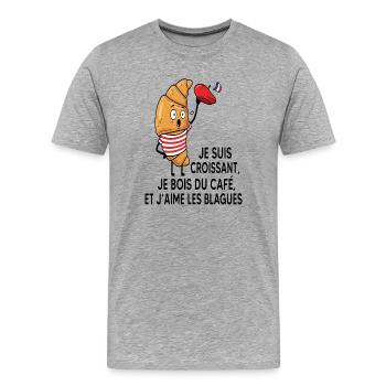 CROISSANT - T-shirt bio Premium Homme - gris chiné - Devant - Damien (186cm)