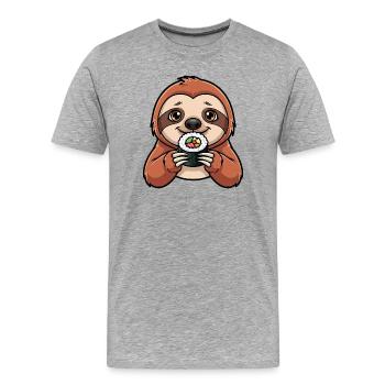 Sushi au paresseux Poisson cru cuisine japonaise - T-shirt bio Premium Homme - gris chiné - Devant - Damien (186cm)