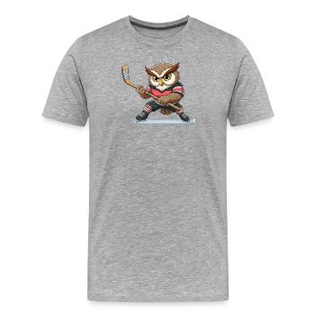 Waldkauz Eule Eishockey Spieler Cartoon Team - Men's Premium Organic T-Shirt - heather grey - Front - Damien (186cm)
