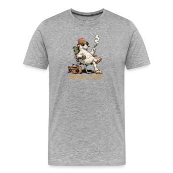 Rauchendes Schaf im Chill-Modus - Männer Premium Bio T-Shirt - Grau meliert - Vorne - Damien (186cm)