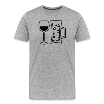 Wein Weinglas Rotwein  - Männer Premium Bio T-Shirt - Grau meliert - Vorne - Damien (186cm)