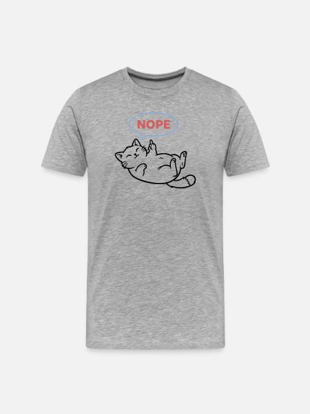 Laughing Cat Nope Middle Finger - Men's Premium Organic T-Shirt - heather grey