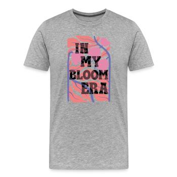 Bloom Nebula Floral Text Art - Men's Premium Organic T-Shirt - heather grey - Front - Damien (186cm)