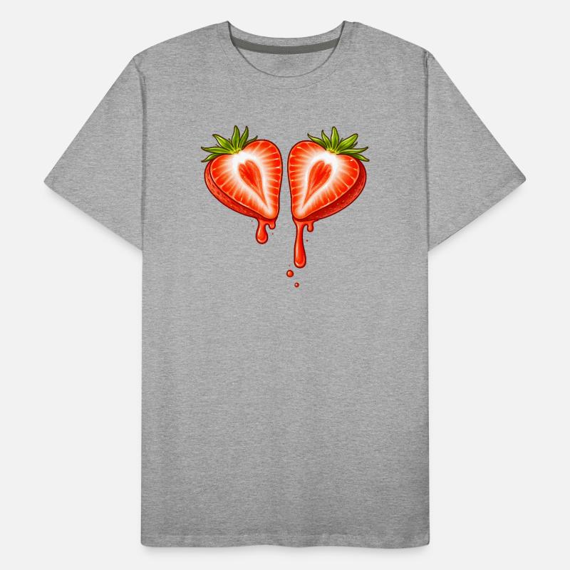 Geteilte Erdbeere mit Herzform  Männer Premium Bio T-Shirt