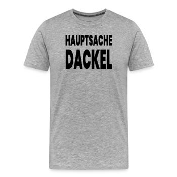 Dackel - Männer Premium Bio T-Shirt - Grau meliert - Vorne - Damien (186cm)