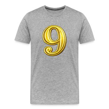 Goldene Neun Ziffer Exquisit - Männer Premium Bio T-Shirt - Grau meliert - Vorne - Damien (186cm)