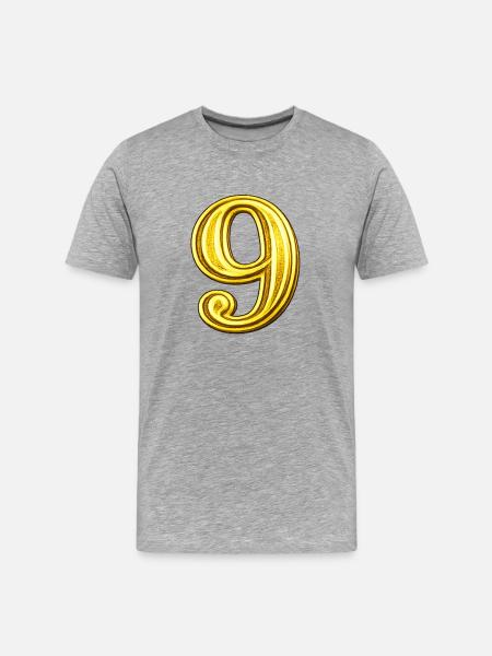 Gylden ni-cifret Exquisite - Herre Premium T-shirt økologisk - grå meleret