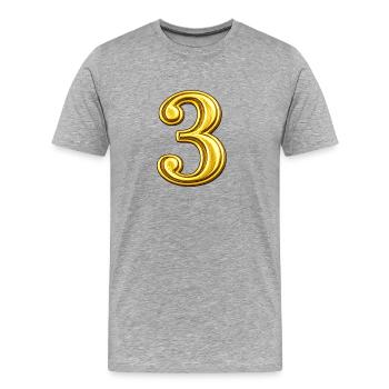 Goldene Ziffer Drei Ornament - Männer Premium Bio T-Shirt - Grau meliert - Vorne - Damien (186cm)