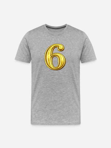 Golden Numeral 6 Ornament - Men's Premium Organic T-Shirt - heather grey