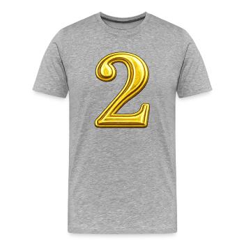 Goldene Ziffer Zwei - glänzendes Design - Männer Premium Bio T-Shirt - Grau meliert - Vorne - Damien (186cm)