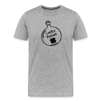 Lucky Potion - T-shirt bio Premium Homme - gris chiné - Devant - Damien (186cm)