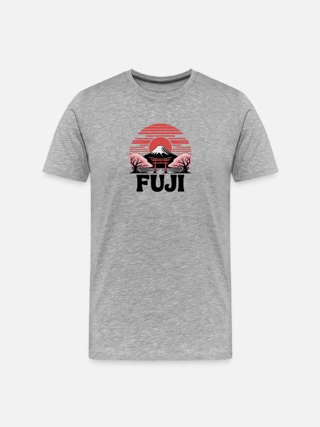 Fuji Torii Sakura au Soleil - T-shirt bio Premium Homme - gris chiné