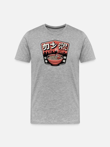 Urban Ramen und Skyline - Männer Premium Bio T-Shirt - Grau meliert