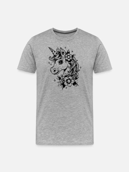 Unicorn with flowers - Men's Premium Organic T-Shirt - heather grey