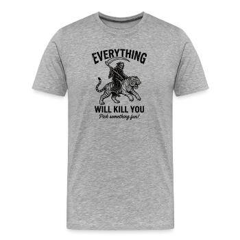 Chemise motivante pour les fans de Risk - T-shirt bio Premium Homme - gris chiné - Devant - Damien (186cm)