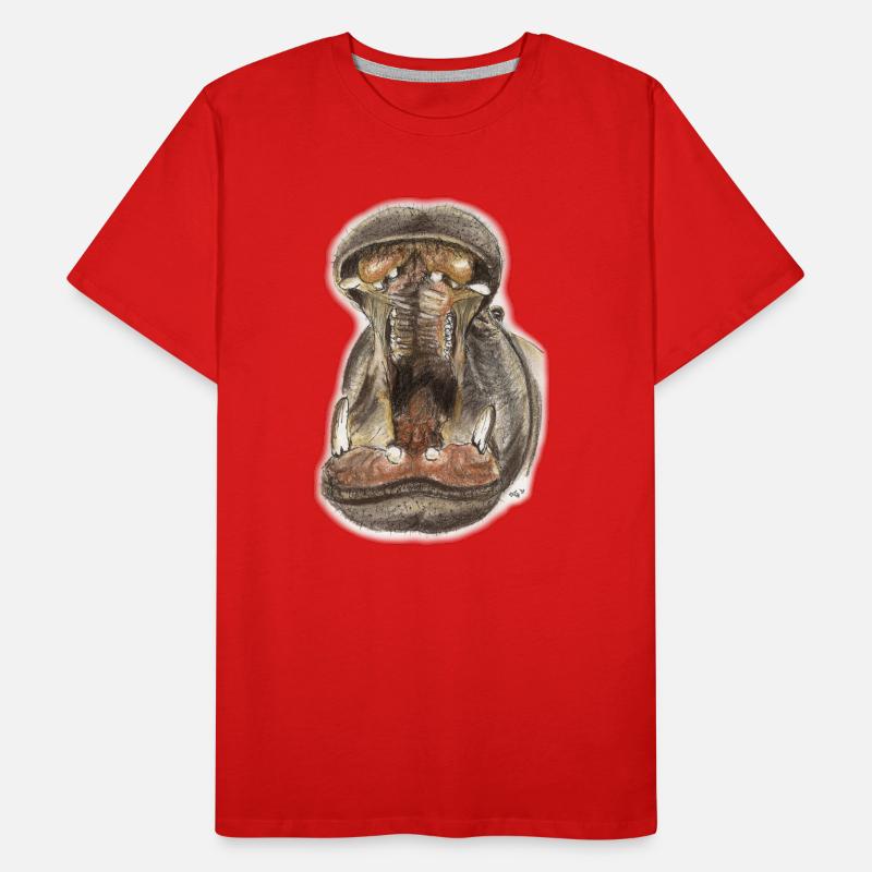 Flusspferd Hippo Maul Illustration Männer Premium Bio T-Shirt