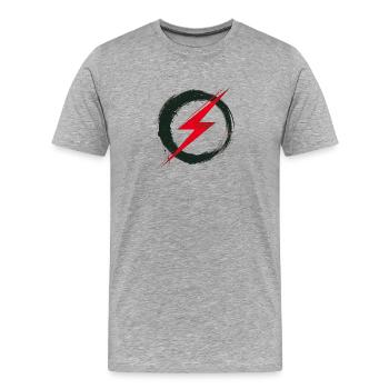 Liberté numérique - Art rétro du futur - T-shirt bio Premium Homme - gris chiné - Devant - Damien (186cm)