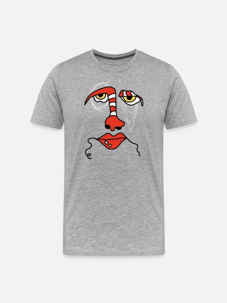 Abstract face with stripes - Men's Premium Organic T-Shirt - heather grey