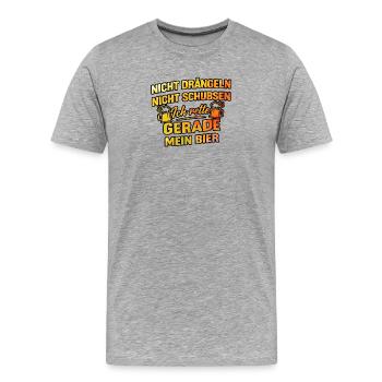 Rette mein bier - Männer Premium Bio T-Shirt - Grau meliert - Vorne - Damien (186cm)