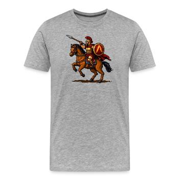 Pixel Knight on Horse - Men's Premium Organic T-Shirt - heather grey - Front - Damien (186cm)