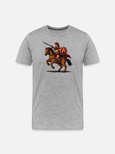 Chevalier Pixel à Cheval - T-shirt bio Premium Homme - gris chiné