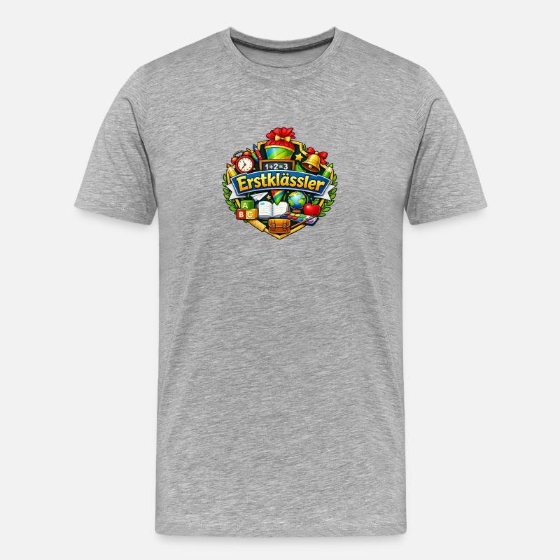 Erstklässler Lernen Schule - Männer Premium Bio T-Shirt - Grau meliert