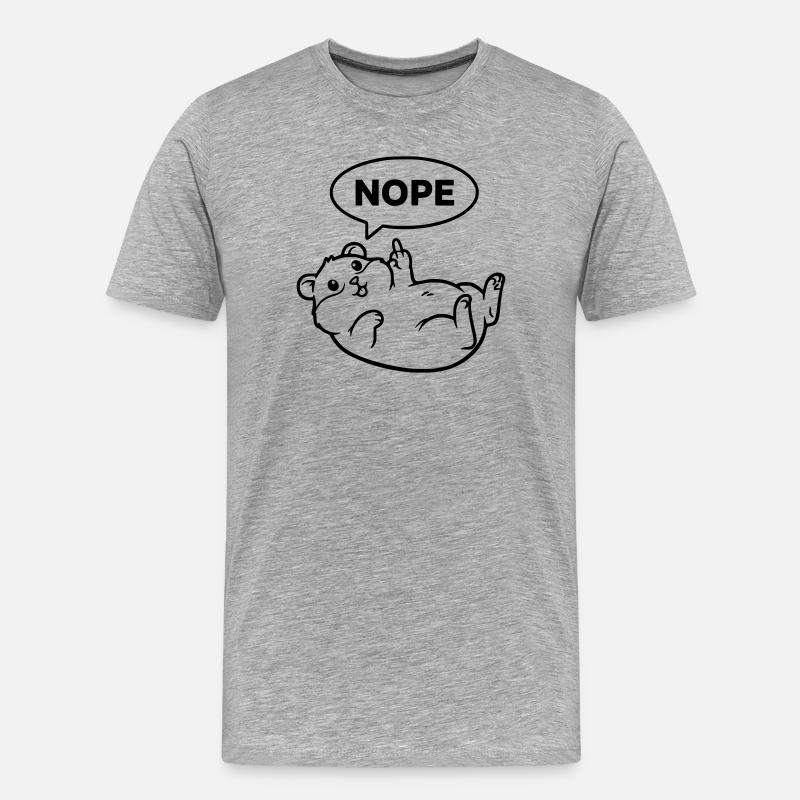 Hamster Mittelfinger Nope Lineart - Männer Premium Bio T-Shirt - Grau meliert