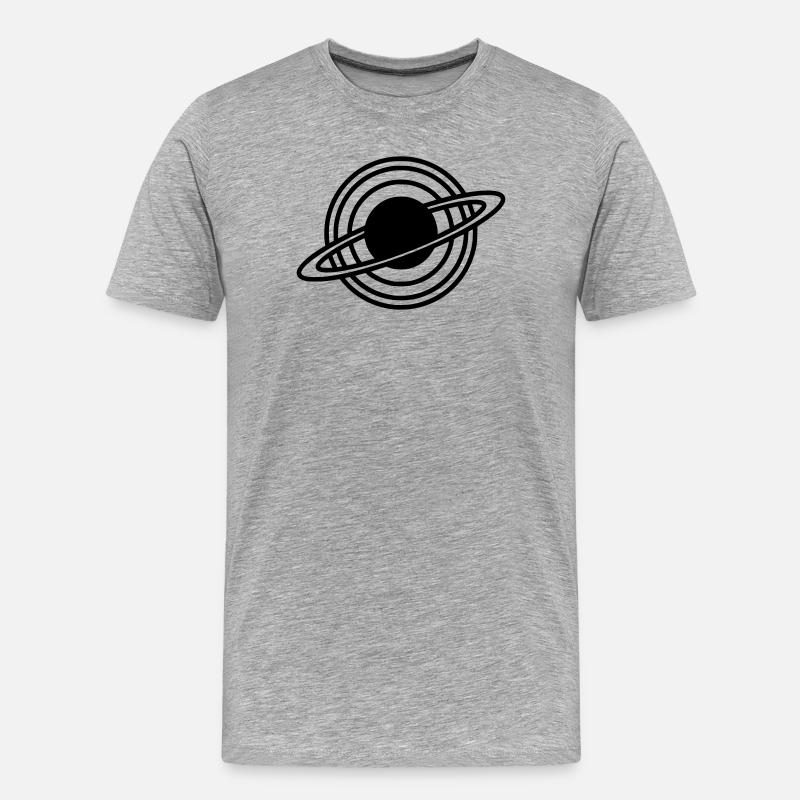 Saturn Planet Ringe Silhouette - Männer Premium Bio T-Shirt - Grau meliert