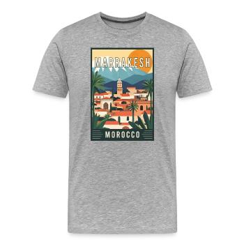 Experience Vibrant Souks of Marrakesh in Morocco - Men's Premium Organic T-Shirt - heather grey - Front - Damien (186cm)
