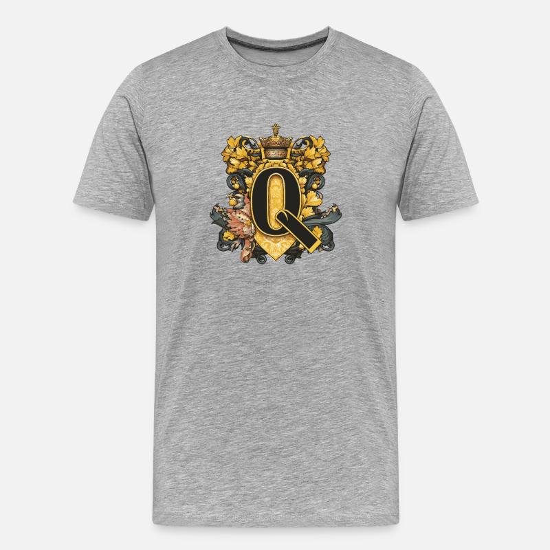 Q Buchstabe Name Krone - Männer Premium Bio T-Shirt - Grau meliert