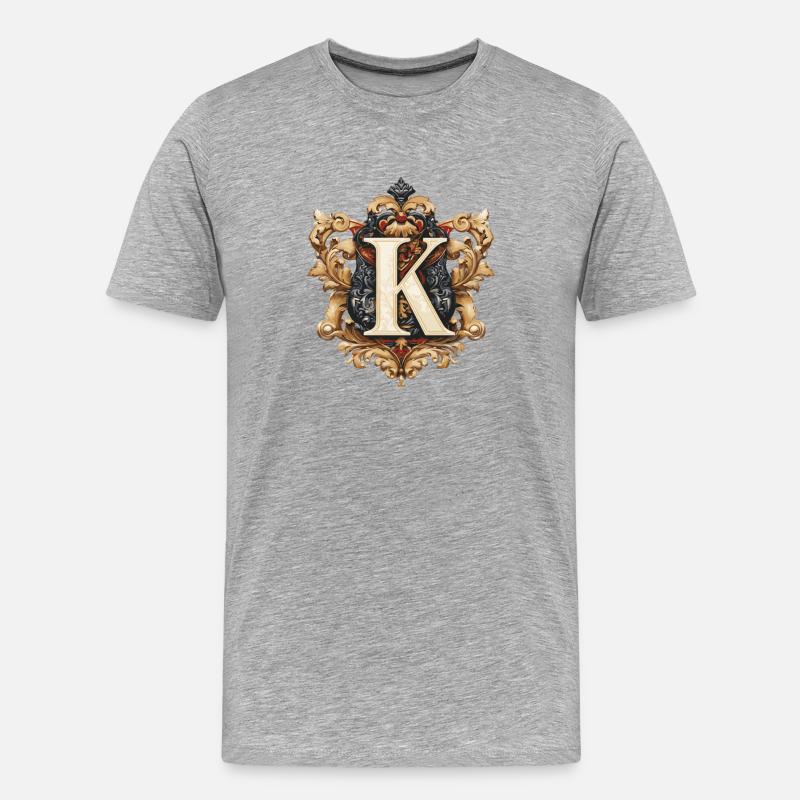 K Buchstabe Name Krone - Männer Premium Bio T-Shirt - Grau meliert