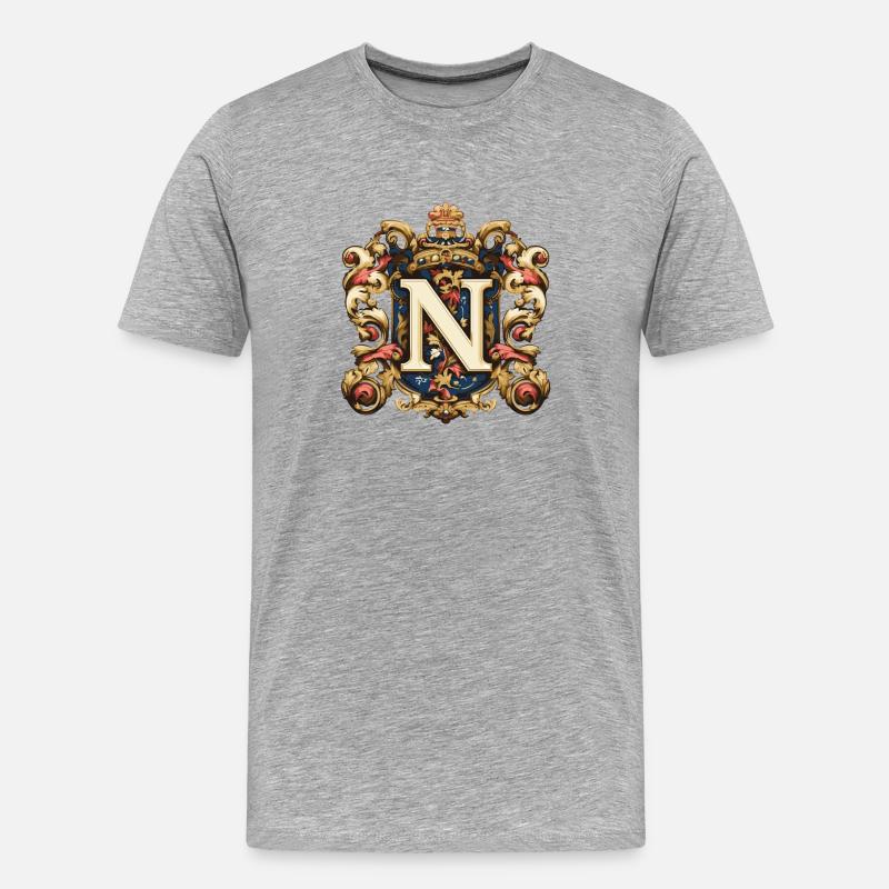 N Buchstabe Name Krone - Männer Premium Bio T-Shirt - Grau meliert